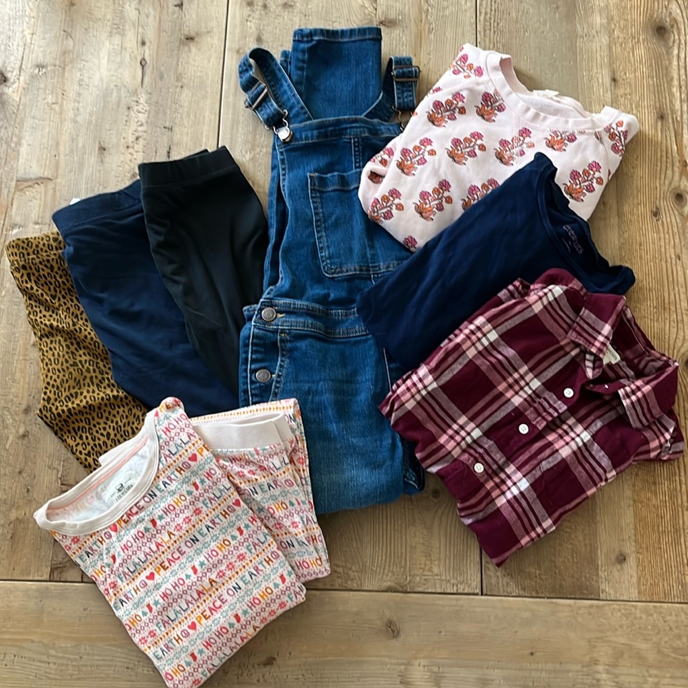 Jcrew Girls Size 12 Eight-piece Bundle Leggings, Shirts, Overalls, PJs Preowned